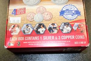 lot 21 image: 2018 Baseball Treasure Coin Hobby Box  4 Coins Per Box