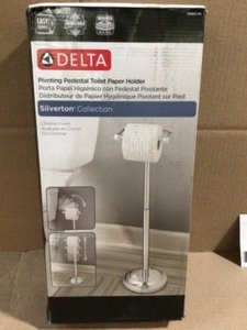 Delta Silverton Telescoping Free-Standing Toilet Paper Holder in Chrome Customer Returns See Terms on Auction