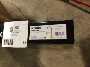 KRAUS Single Handle 18-Inch Commercial Kitchen Faucet with Dual Function Pull-Down Sprayhead in Brushed Gold Finish Customer Returns See Terms on Auction