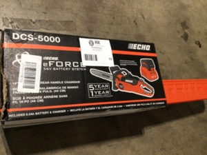 ECHO eFORCE 18 in. 56V Cordless Battery Chainsaw with 5.0Ah Battery and Charger  Customer Returns See Terms on Auction