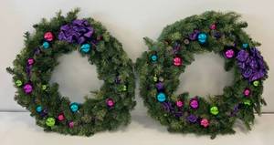lot 10 image: Two 26 Christmas Wreaths -
