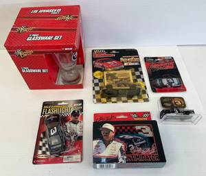 lot 59 image: Group Of Dale Earnhardt Collectibles Including 4 Pc. Glassware Set And More -