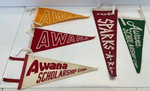 lot 64 image: Group Of Vintage Awana Felt Pennants -