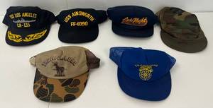 lot 66 image: Vintage Snapback Hats Including Military, USS Los angeles, USS Ainsworth And More -