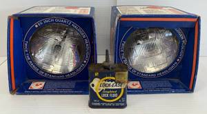 lot 108 image: Vintage Pair Of Candlepower 5 34 Quartz  Wagner Halogen Harley Davidson Motorcycle Headlights NIB # H402212 Fits All Harley-Davidson FX Super Glide & Softail XL Sportsters -