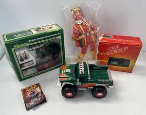 lot 124 image: Group Of Misc. Toys Including Torco De-luxe Mobile Army Hospital Set In Original Box, Pokemon, Hess Truck And More