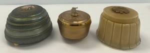 lot 130 image: 3 Antique Musical Powder Boxes