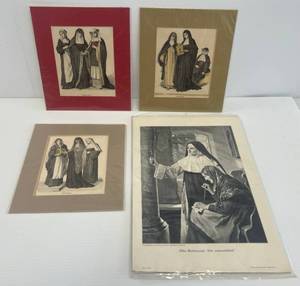 lot 134 image: Group Of Antique Etchings Some Colored 1 15 12 x 10 34 39 34 x 8 34