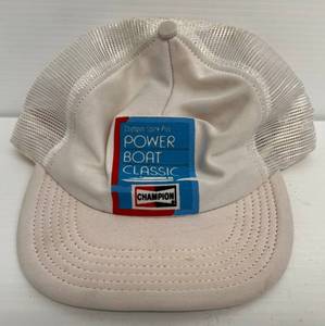 lot 221 image: Vintage Snapback Hat With Champion Spark Plug Power Boat Classic Advertisement