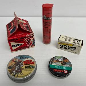 lot 226 image: Group Of Vintage BBs , Pellets, 22 Long Rifle And More