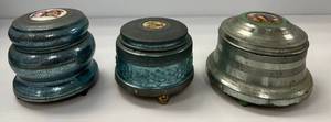 lot 232 image: 3 Antique Musical Powder Boxes