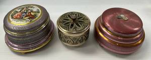 lot 233 image: 3 Antique Musical Powder Boxes