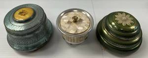 lot 234 image: 3 Antique Musical Powder Boxes