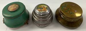 lot 235 image: 3 Antique Musical Powder Boxes