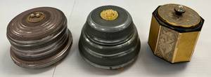 lot 239 image: 3 Antique Musical Powder Boxes