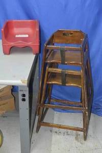 lot 17 image: 2 high chairs and a booster seat