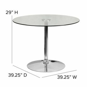 lot 8 image: Flash Furniture 39.25 Round Glass Top Dining Table with steel base