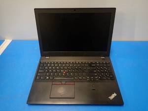 lot 57 image: Lenovo&nbspThinkPad T550 Laptop &nbspINTEL(R) CORE(TM) I5-5200U CPU  2.20GHZ  8GB DDR3 SDRAM  16GB  SSD  15.6 screen with 1366 x 768 resolution  power button is depressed  no battery  no charger