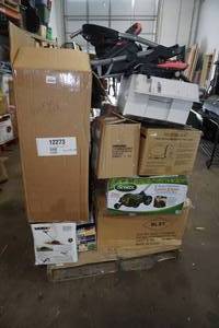 lot 201 image: Pallet of Repairables - Lawn Edger, Purifier, Cordless Blower, Microwaves