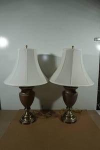lot 66 image: Pair of Table Lamps - Brass Tone Base