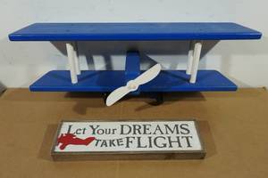 lot 73 image: Airplane Wall Shelf and Sign
