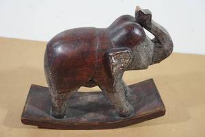 lot 82 image: Wood Rocking Elephant Figure