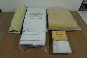 lot 100 image: Bath Mat, Kitchen Towels, Shower Curtain
