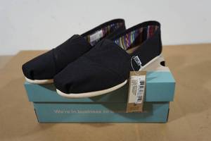lot 139 image: NEW Toms Alpargata Black Canvas Slip On Shoes - Womens 6