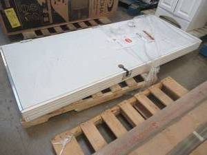 lot 551 image: STEVES & SONS 30 x 80 x 4 916 Pre-hung Steel EntryPatio Door, Single Bore, Primed and ready to paint.