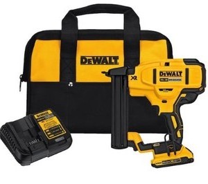 lot 527 image: DEWALT 20-Volt MAX XR Lithium-Ion Cordless 18-Gauge Narrow Crown Stapler, DCN681D1, Includes Bag, Battery and Charger - Like New and Works Well