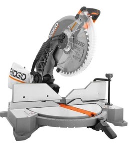 lot 542 image: RIDGID 15 Amp Corded 12 in. Dual Bevel Miter Saw with LED Cutline Indicator, R4123 - Manufacture Bound (Opened for photos and Inspection) Like New