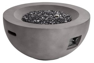 lot 553 image: Hampton Bay Grove Park 36 in. x 18 in. Round Concrete Propane Gas Fire Pit, FP20517 - LIKE NEW In nice condition.