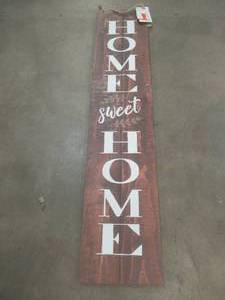 lot 520 image: Hampton Bay Reversible 47 12 x 10 Decorative Sign Home Sweet Home and Hello Spring - In nice condition.