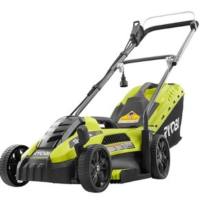 lot 570 image: RYOBI 13 in. 11 Amp Corded Electric Walk Behind Push Mower, RYAC130-S - Like New RUNS WELL.