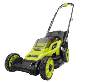 lot 571 image: RYOBI ONE (TOOL ONLY) 18V 13 in. Cordless Battery Walk Behind Push Lawn Mower, P1180VNM - Missing Battery and Charger - Like New, Works Well.