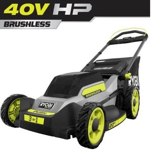 lot 594 image: RYOBI 40V HP Brushless 20 in. Cordless Battery Walk Behind Push Mower, RY401017 - Includes 1 Battery and Charger, Like New, WorksRuns Well