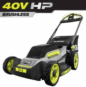 lot 595 image: RYOBI 40V HP Brushless 20 in. Cordless Electric Battery Walk Behind Self-Propelled Mower, RY401018 - Includes 1 Battery and Charger - StartsRuns Well