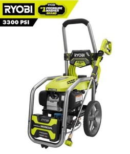 lot 596 image: RYOBI 3300 PSI 2.5 GPM Cold Water Gas Pressure Washer with Honda GCV200 Engine, RY803325 - LIKE NEW, Assembly Required.