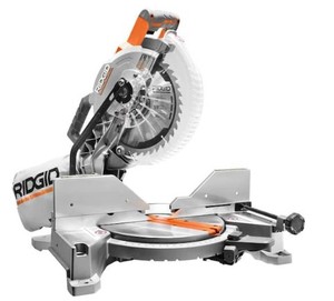 lot 598 image: RIDGID 15 Amp 10 in. Corded Dual Bevel Miter Saw with LED Cut Line Indicator, R4113 - Like New StartsRuns Well