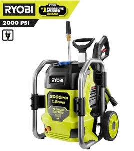 lot 604 image: RYOBI 2000 PSI 1.2 GPM Cold Water Electric Pressure Washer, RY142022VNM - Missing Hose and Wand, USED, Starts and Runs Well