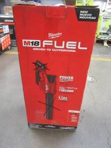 lot 568 image: Milwaukee M18 FUEL 120 MPH 450 CFM 18-Volt Lithium-Ion Brushless Cordless Handheld Blower Kit with 8.0 Ah Battery, Rapid Charger, 2724-21HD - Missing Battery and Blower Cylinder. Like New, but for Parts, Incomplete.