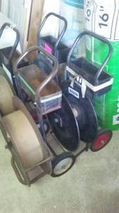 lot 202 image: (2) Cable, Strap Stands On Wheels.