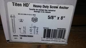 lot 376 image: Screw Anchors (20) 58 in. x 8 in.