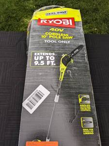 lot 8 image: Ryobi 40V 10 in. Cordless Battery Pole Saw, Extends to 9.5 Ft.