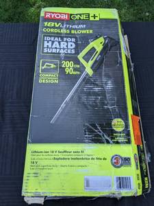 lot 30 image: Ryobi One 18V 90 MPH 200 CFM Cordless Battery Leaf BlowerSweeper with 2.0 Ah Battery and Charger