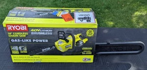 lot 7 image: Ryobi 40V HP Brushless 14 in. Cordless Battery Chainsaw with 4.0 Ah Battery and Charger