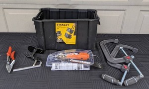 lot 138 image: Stanley STST18631 Heavy Duty Essential Rolling Workshop Bottom Bin, C-Clamps, PowerCare Dremel and More