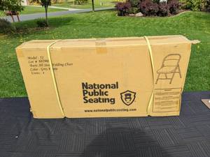 lot 191 image: NEW National Public Seating Steel Folding Chairs Model 52 in Gray, (Pack of 4)