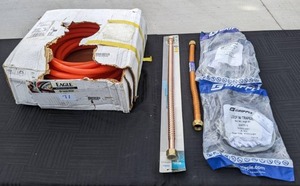 lot 205 image: Eagle Orange Tubing, LDR and Brasscraft Water Supply Connectors, Gripple 14 Stud with Duct Trapeze, and Gripple Loop with Trapeze