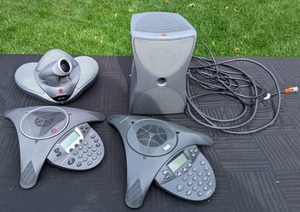 lot 179 image: Polycom SoundStation IP 6000 Conference Phone, Polycom VSX 7000 Videoconferencing System, Cisco CP-7936 Audio Conference IP Phone Station and Polycom VSX 700 Subwoofer